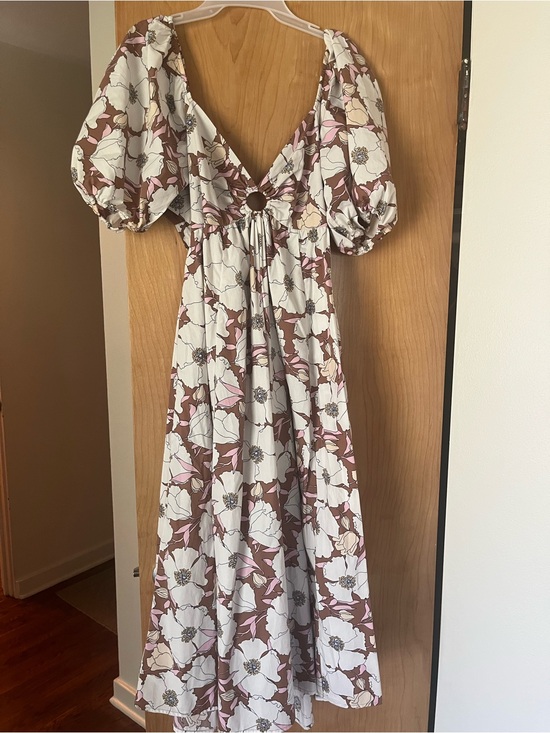 Abercrombie & Fitch Dresses & Skirts - Abercrombie & Fitch Cream Maxi Dress with Mauve & Brown Floral Print